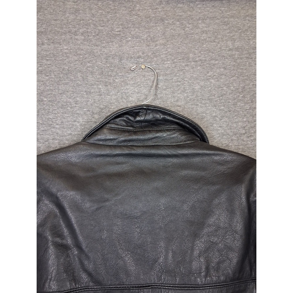 St Johns Bay Mens Jacket 2XL Black Leather Bomber Motorcycle Y2K VTG Classic - Picture 10 of 10